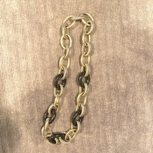 David Yurman large silver necklace with black ceramic accents.